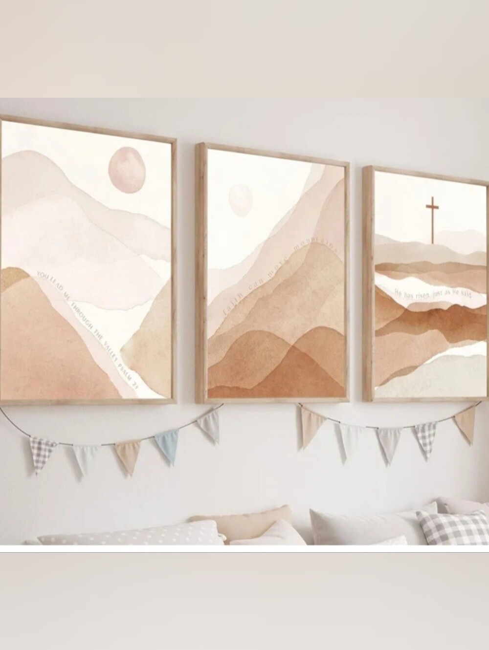 Neutral Mountain Wall Art Prints Home Decor Boho Set 16x24